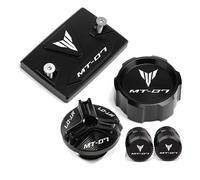 Compatible with MT07 MT-07 MT 07 FZ07 2015-2021 2022 2023 2024 Front Rear brake Fluid Reservoir Cover oil filler Cap tire valve cap(1 Set-Black)