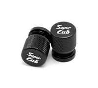 Compatible with Super CUB C70 90 110 C125 New 1 Pair Motorcycle Accessories Tire Valve Air Port Stem Cover Cap Plug CNC Aluminum Alloy(Black)
