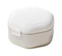 compatta per protesi dentaria, senza perdite, per protesi dentaria da viaggio, da viaggio a tre strati, contenitore portatile per dentiera parziale, bianco, Refer to