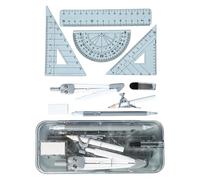 Compatte E Righello In Plastica Kit di Rifornimenti Con Caso Organizzato 9 Strumenti di Geometria Scuola Essenziale Per Ingegneri Bussola Di Misurazione Precisione