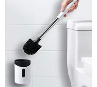 Compatto autoportante lunghezza manico WC scopino manico in plastica, scopino per WC montaggio a parete kit di spazzola per la pulizia del WC (colore: bianco)