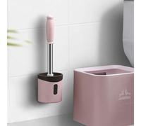 Compatto autoportante lunghezza manico WC scopino manico in plastica, scopino per WC montaggio a parete kit di spazzola per la pulizia del WC (colore: rosa)