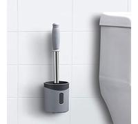Compatto autoportante lunghezza manico WC scopino manico in plastica, scopino per WC montaggio a parete kit di spazzola per la pulizia del WC (colore: grigio)