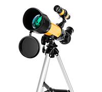 Compatto e portatile, per bambini e principianti, rifrattore con apertura da 50 mm, ottimo regalo di astronomia per bambini per esplorare lo spazio lunare, giallo