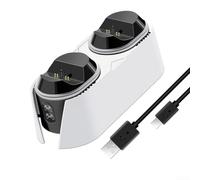 Compatto per ps5 Dual Charger 17x8x6cm Bianco Compatto per ps5 Dual | Carica due controller contemporaneamente, accensione rapida, elimina i problemi dei cavi, design bianco compatto