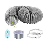 ComPDCVD 100mm Grigio Tubo di Scarico 3 m Condotti Tubo di Ventilazione Flessibile in Alluminio PVC con 2 Fascette Stringitubo in Acciaio per Aria Condizionata, Asciugatrice, Cappa Aspirante