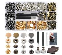 ComPDCVD 120 Set Tubolare Borchie Metalliche 12.5mm 4 colori Bottoni a Pressione Metallo con strumenti di fissaggio per Cuoio Camicia Zaini Cappello Borsa Cinture Pelle Fai da Te Artigianal