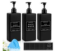 ComPDCVD 3 Pezzi Dispenser Sapone Doccia 500ml Dispenser Sapone Bagno Doccia Shampoo Bagnoschiuma Flaconi Dosatori Vuoti in Plastica con Imbuto ed etichetta in inglese per Sapone Shampoo Gel Doccia
