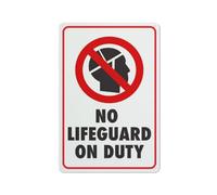 Compladeta Cartello con scritta "No Lifeguard On Duty" per esterni, in alluminio stampato UV, 30,5 x 20,3 cm, resistente alle intemperie e di sicurezza, per casa o ufficio
