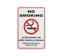 Compladeta Cartello di ingresso con scritta "No Smoking 4 metri", in alluminio stampato UV, 30,5 x 20,3 cm, resistente alle intemperie e di sicurezza, per casa o ufficio