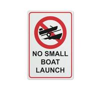 Compladeta Cartello di lancio con scritta "No Small Boat Launch", 20,3 cm x 30,5 cm, in alluminio antiruggine per esterni, targa in latta per casa, affari, cortile