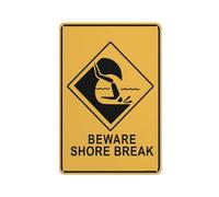 Compladeta Cartello in alluminio con scritta "Caution Beware Shore Break", 30,5 x 20,3 cm, resistente alle intemperie, per interni ed esterni
