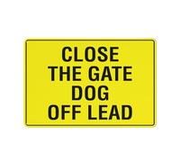 Compladeta Cartello in latta con scritta "Close The Gate Dog Off Lead", 30,5 x 20,3 cm, ideale per giardino e cortile, decorazione da parete
