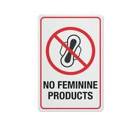 Compladeta Cartello in latta con scritta "No Feminine Products", 30,5 x 20,3 cm, ideale per giardino e cortile, decorazione da