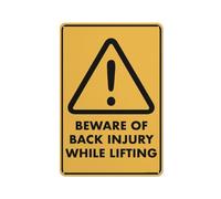 Compladeta Cartello in metallo con scritta "Caution Beware Of Back Injury While Lifting", 30,5 x 20,3 cm, per affari, posto di lavoro, ufficio, casa, consegna, cartelli stradali, cartelli da giardino