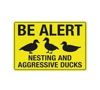 Compladeta Copia di essere Alert Nesting And Aggressive Ducks Bright Yellow Sign 12X8 Pollice Alluminio Inchiostro UV Stampato Per Casa E Affari