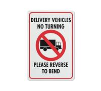 Compladeta Targa in alluminio antiruggine per esterni, con scritta in inglese "Delivery Vehicles No Turning Please Reverse To Bend", 20,3 cm x 12 cm, per casa, lavoro, cortile