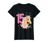 Compleanno 15 Ragazza Cavallo Equitazione Stalla Quindici 15 anni Maglietta