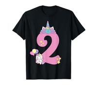 Compleanno 2 Anni Bambina Unicorno Maglietta