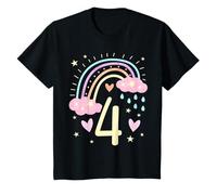 Compleanno 4 Ragazze Arcobaleno Fata Quattro 4 Anni Maglietta