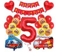 Compleanno decorazione ragazzi palloncini 5 ° anno vigile del fuoco compleanno decorazione bambini compleanno autopompa antincendio palloncino 5 ° compleanno ragazzo vigili del fuoco foil palloncino 5