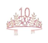 Compleanno Della Regina Corona 6 16 18 21 30 50 Nastro Tiara Di Cristallo Principessa Bar Mitzvah Festa Anniversario Decorazione Forniture Occasioni Versatili(Pink 10)