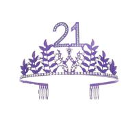 Compleanno Della Regina Corona 6 16 18 21 30 50 Nastro Tiara Di Cristallo Principessa Bar Mitzvah Festa Anniversario Decorazione Forniture Occasioni Versatili(Purple 21)