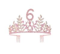 Compleanno Della Regina Corona 6 16 18 21 30 50 Nastro Tiara Di Cristallo Principessa Compleanno Bar Mitzvah Festa Anniversario Decorazione Forniture Delicato Confortevole(Pink 6)