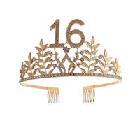 Compleanno Della Regina Corona 6 16 18 21 30 50 Nastro Tiara Di Cristallo Principessa Compleanno Bar Mitzvah Festa Anniversario Decorazione Forniture Delicato Confortevole(Rose Gold 16)