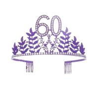 Compleanno Della Regina Corona 6 16 18 21 30 50 Nastro Tiara Di Cristallo Principessa Compleanno Bar Mitzvah Festa Anniversario Decorazione Forniture Delicato Confortevole(Purple 60)