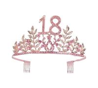 Compleanno Della Regina Corona 6 16 18 21 30 50 Nastro Tiara Di Cristallo Principessa Compleanno Bar Mitzvah Festa Anniversario Decorazione Forniture Delicato Confortevole(Pink 18)