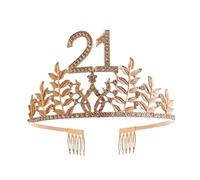 Compleanno Della Regina Corona 6 16 18 21 30 50 Nastro Tiara Di Cristallo Principessa Compleanno Bar Mitzvah Festa Anniversario Decorazione Forniture Delicato Confortevole(Rose Gold 21)