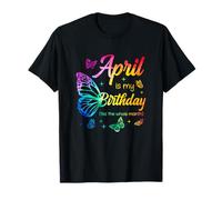 Compleanno di aprile per donne ragazze farfalla tema tie dye Maglietta
