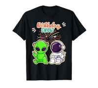 Compleanno equipaggio carino spazio compagno alieno e astronauta Maglietta