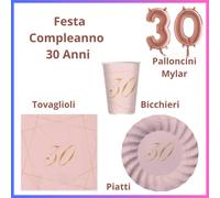 Compleanno kit festa 30 anni addobbi party buon compleanno rosa piatti di carta