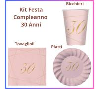 Compleanno kit festa 30 anni addobbi party buon compleanno rosa piatti di carta