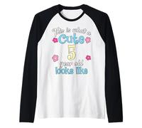 Compleanno per bambini Questo è ciò che sembra un carino 5 di cinque anni Maglia con Maniche Raglan