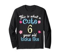 Compleanno per bambini Questo è ciò che sembra un simpatico 6 di sei anni Maglia a Manica