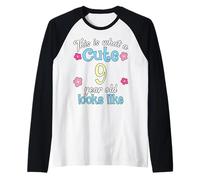 Compleanno per bambini Questo è ciò che sembra un simpatico 9 nove anni Maglia con Maniche Raglan
