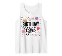 Compleanno Ragazza Corona Partito Palloncini Girly Bambino Ragazze Donne Canotta