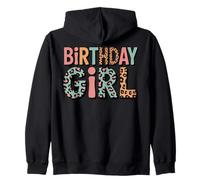 Compleanno Ragazza Leopardo Animale Stampa Rosa Blu Ragazze Donne Felpa con Cappuccio