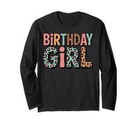 Compleanno Ragazza Leopardo Animale Stampa Rosa Blu Ragazze Donne Maglia a Manica