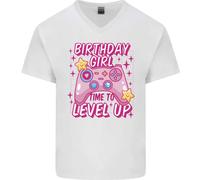 Compleanno Ragazza Level Up Gaming Gamer 6° 7° 8° Uomo V-Neck Cotone T-Shirt