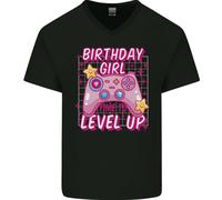 Compleanno Ragazza Level Up Gaming Gamer 6° 7° 8° Uomo V-Neck Cotone T-Shirt