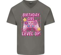 Compleanno Ragazza Level Up Gaming Gamer 6° 7° 8° Uomo V-Neck Cotone T-Shirt