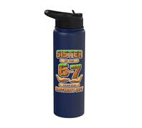 Compleanno Ragazzo 6 Ora 7 Anni 6-7 Pixel Game 67 Sorella Stainless Steel Insulated Water Bottle