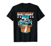 Compleanno Ragazzo 7 American Muscle Car 7th Bday Classic Car Kids Maglietta