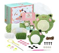 Complete Beginner Crochet Animal Kit with Yarn, Eyes, and Stuffing, Crochet Hook Set with Accessories Craft Projects, Ideal Starter Kit Adults and Kids Learning Crochet, Easy Animal Patterns Included