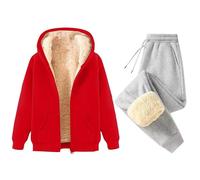 Complete Vello da Donna Sportiva Tuta Elegante in Pile Vello Foderato Completo Donna Ginnastica Tute Invernale Felpa e Pantaloni Jogging Casa Completi in Velluto Calde Felpata Due Pezzi Training