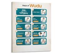 Complete Visual Guide to Wudu Islamic Ablution Steps Decorative Educational Canvas for Office(Unframed,08x12inch(20x30cm))